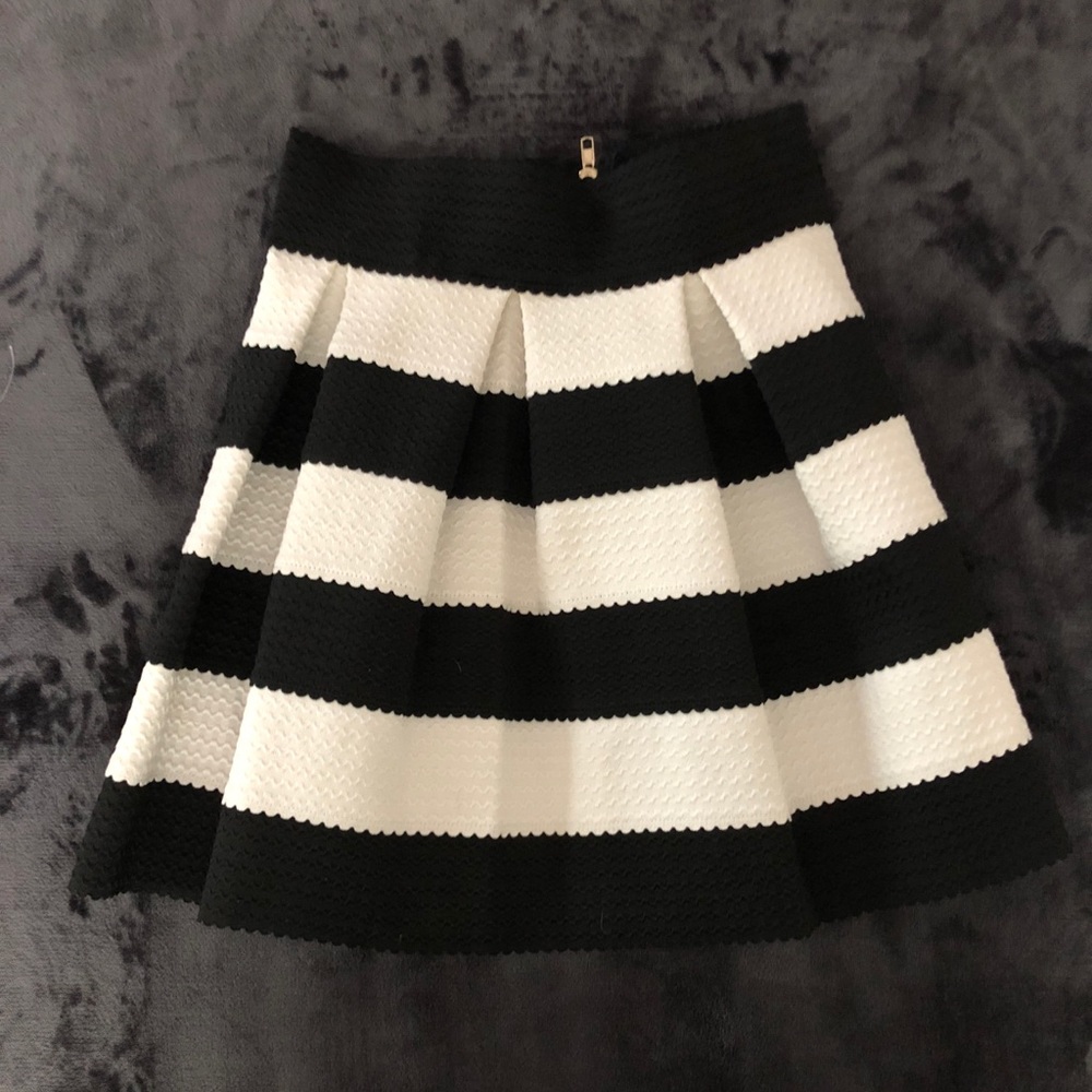 A black and white striped skirt